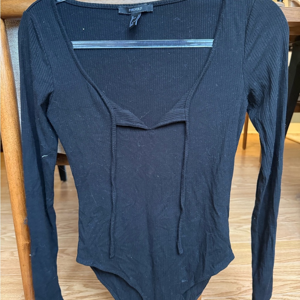 Forever 21 Black Long Sleeve Bodysuit